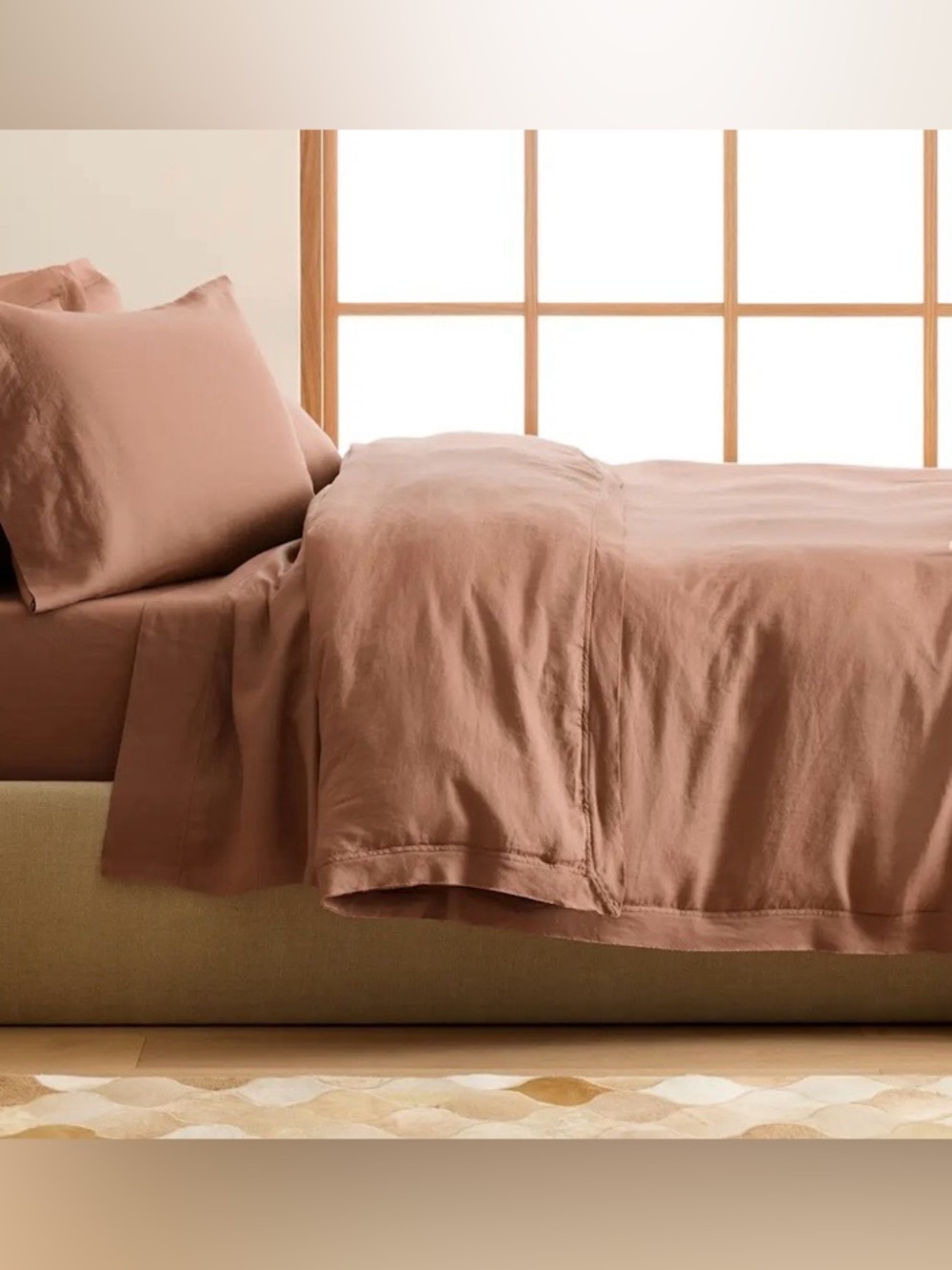 NWOT Quince European Linen Double Flange 3 Pc Duvet Set, F/Q  (Desert Sunset) - Picture 8 of 8